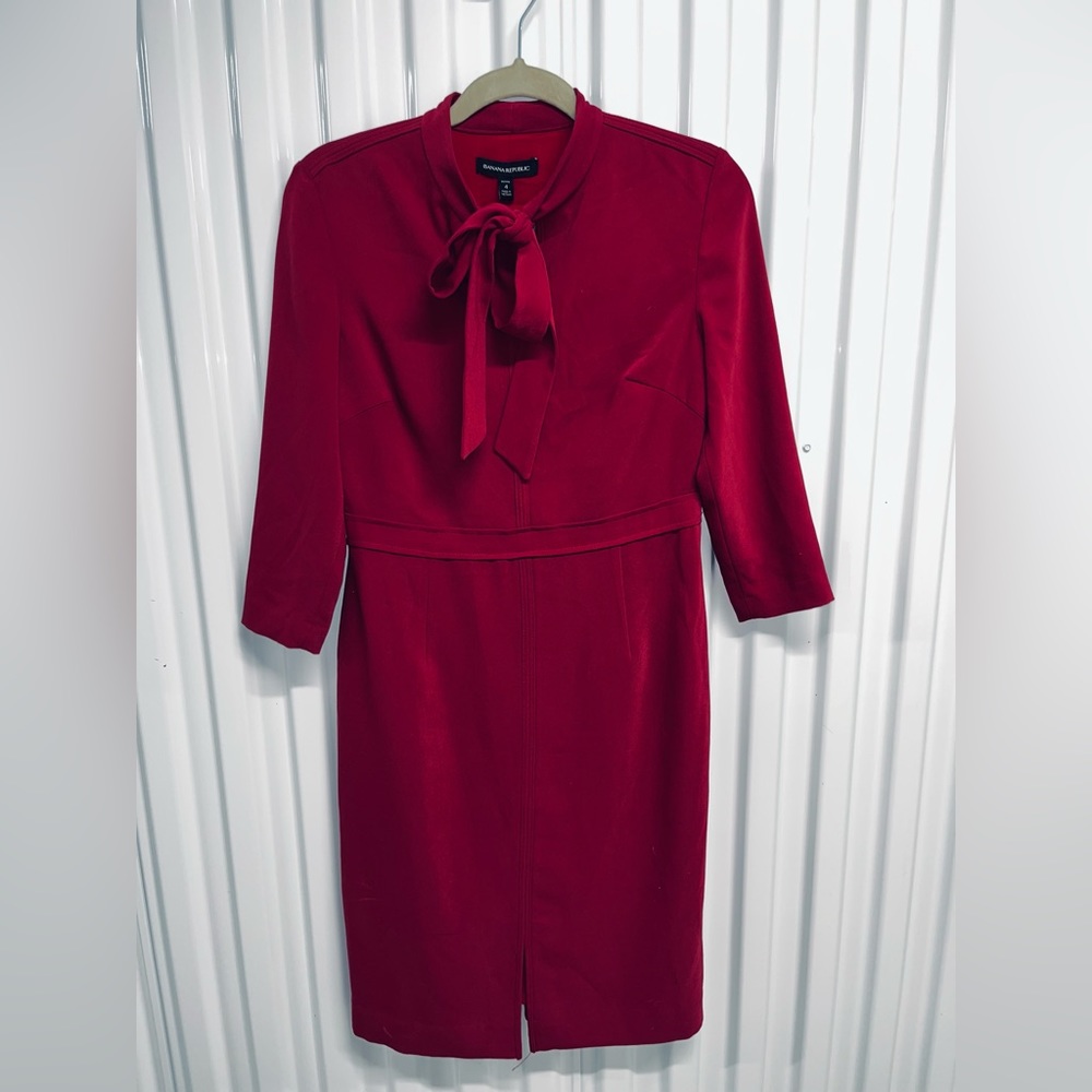 NEW Banana Republic Long Sleeve Tie Neck Dress | 4 Petite
